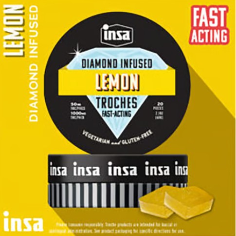 Photograph of product: Lemon Diamond Infused Troches | 50mg/20pk (1000 mg)