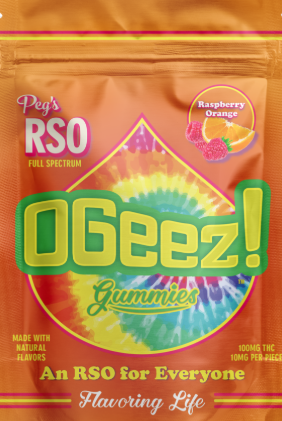 Photograph of product: OGeez Edibles 2pk/100mg- BIG Peg's RSO Raspberry Orange