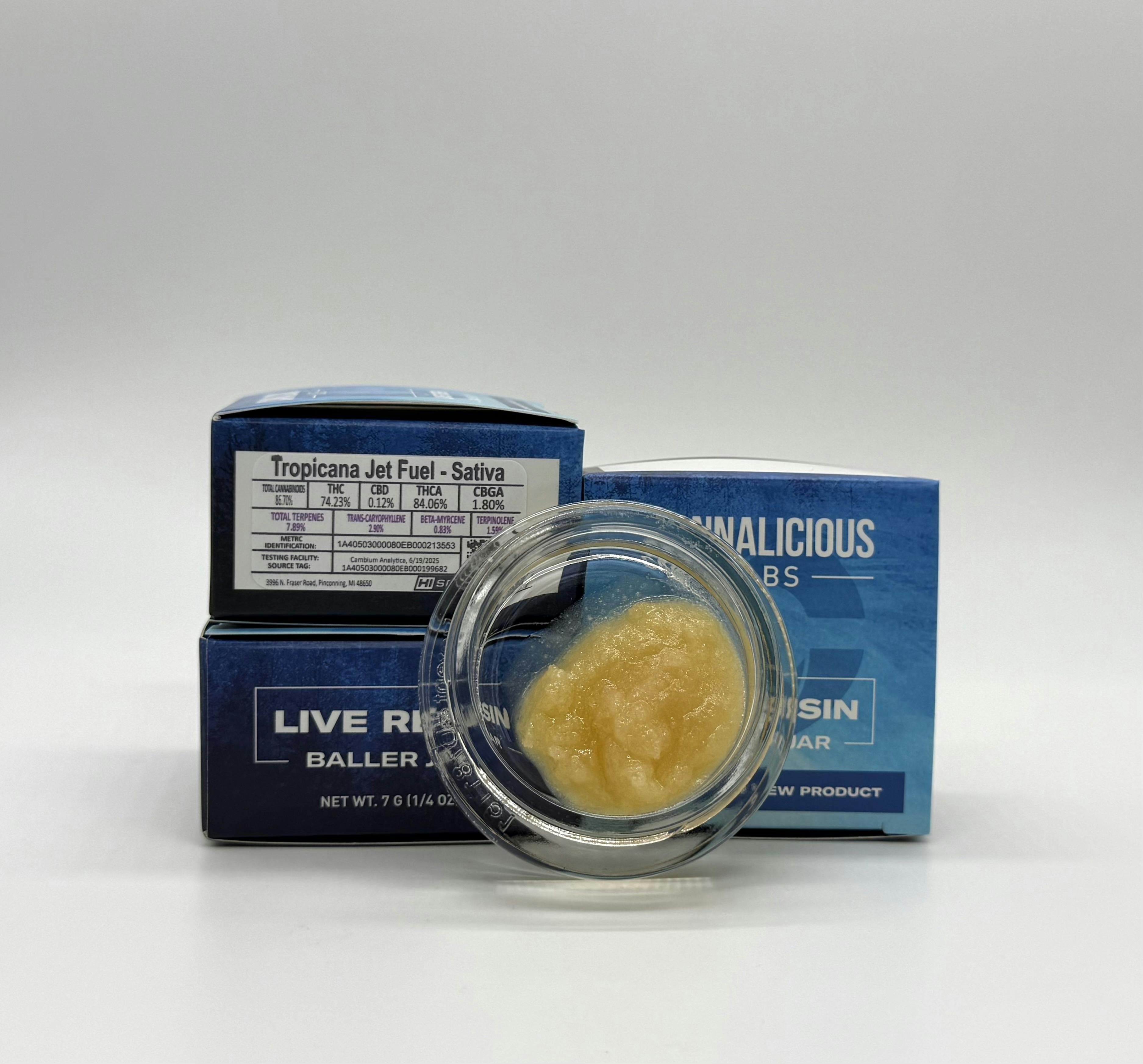 Photograph of product: Tropicana Jet Fuel Live Resin