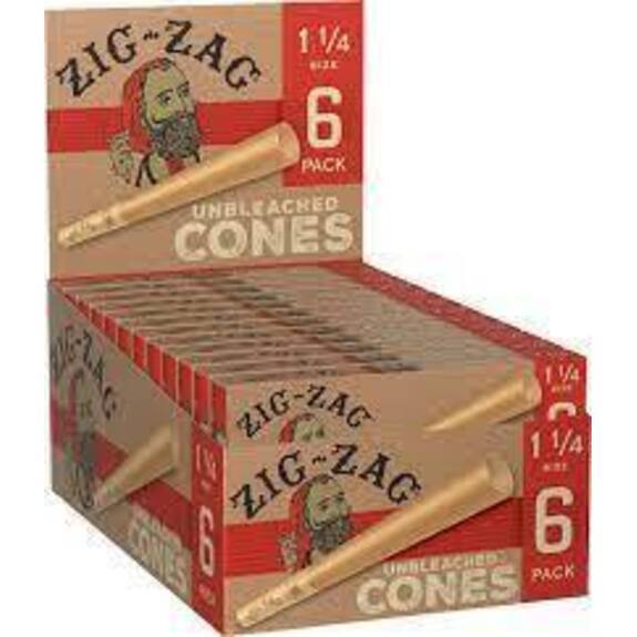 Photograph of product: Zig Zag - 6 Pack Unbleached Cones 1 1/4