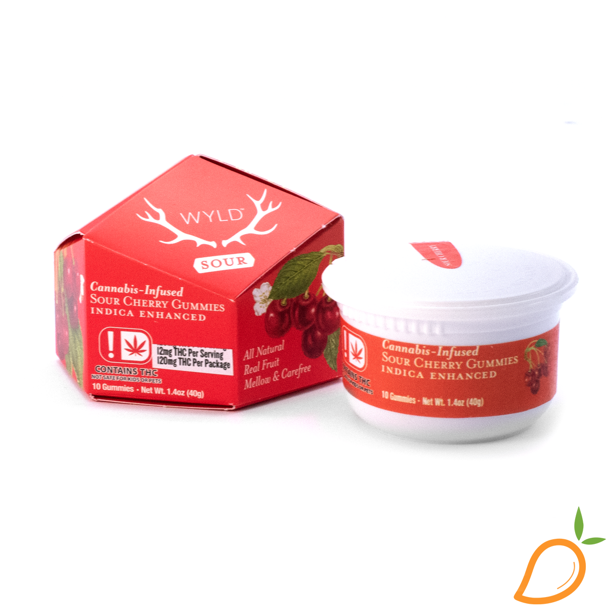 Photograph of product: 100mg Sour Cherry Oui'd Gummies WYLD