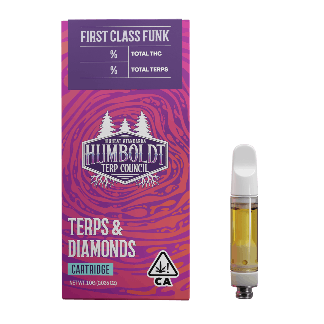 Photograph of product: FIRST CLASS FUNK 1G LIVE RESIN TERPS & DIAMONDS CARTRIDGE