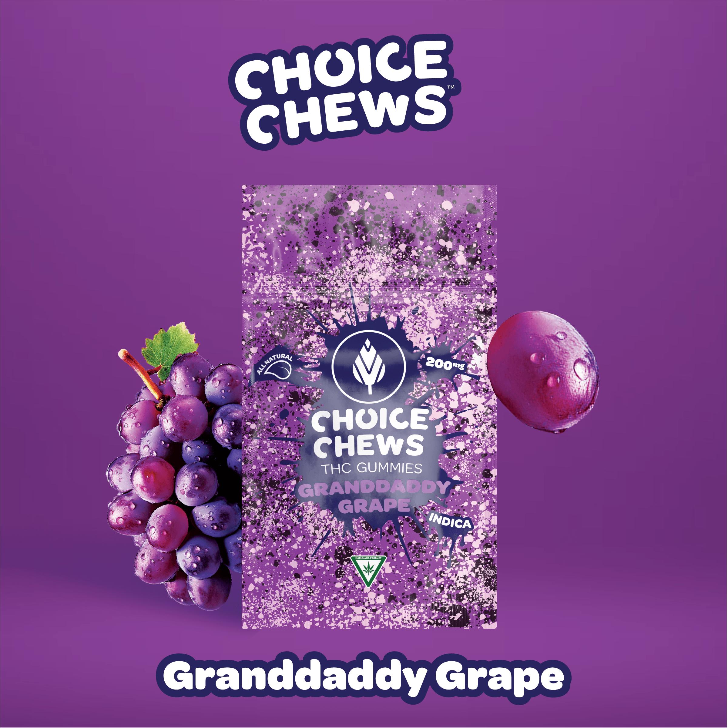 Photograph of product: Granddaddy Grape Oui'd Enhanced Gummies | Choice Chews | 200mg (5/$20)
