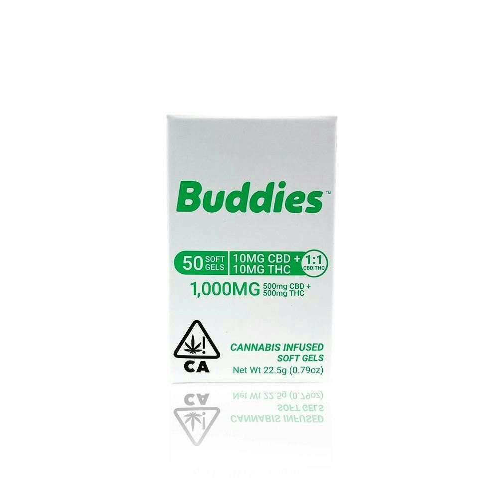 Photograph of product: Buddies Brand - 1:1 Distillate Soft Gels 50pc - Soft Gels