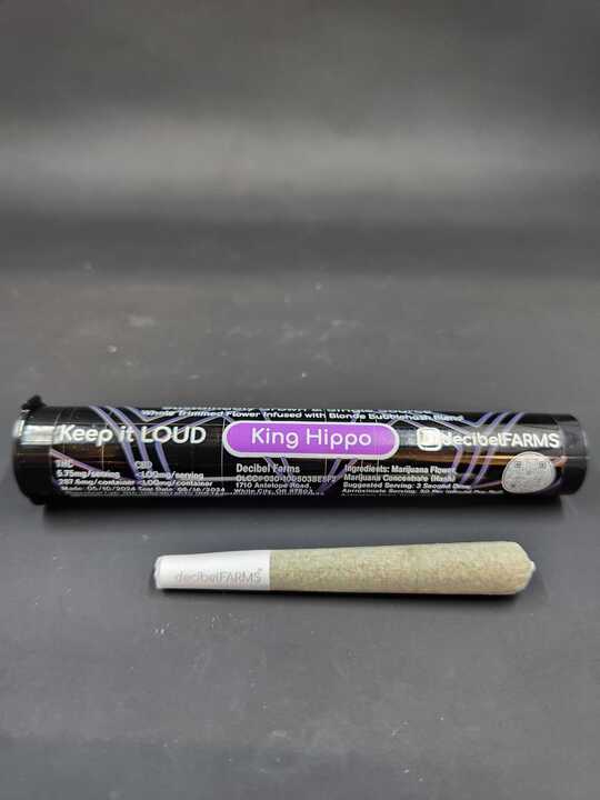 Photograph of product: Pre-Roll Infused 1g Basslines King Hippo (Decibel)
