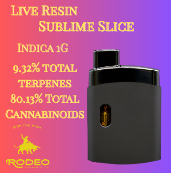 Photograph of product: Rodeo Live Resin Sublime Slice (I) D-1g Vape (C0070000202) (1g Disp)