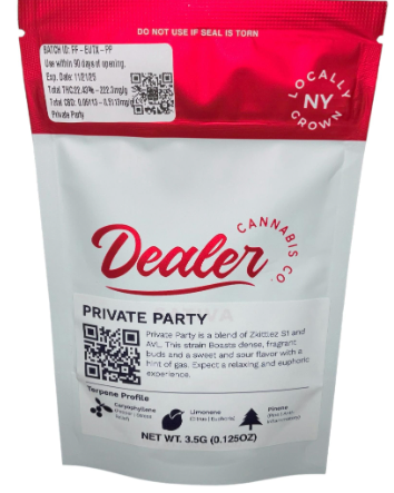 Photograph of product: Dealer | 3.5g Flower | Private Party