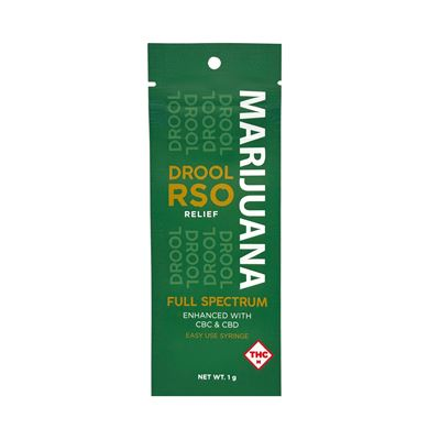 Photograph of product: DROOL 1G 1:1:1 RELIEF RSO TH-oui:CBC:CBD