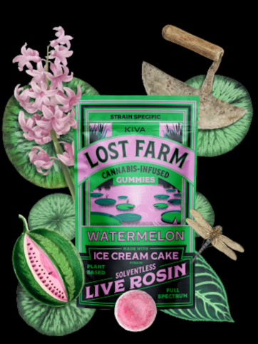 Photograph of product: LOST FARMS - Ice Cream Cake x Watermelon Live Rosin Gummies