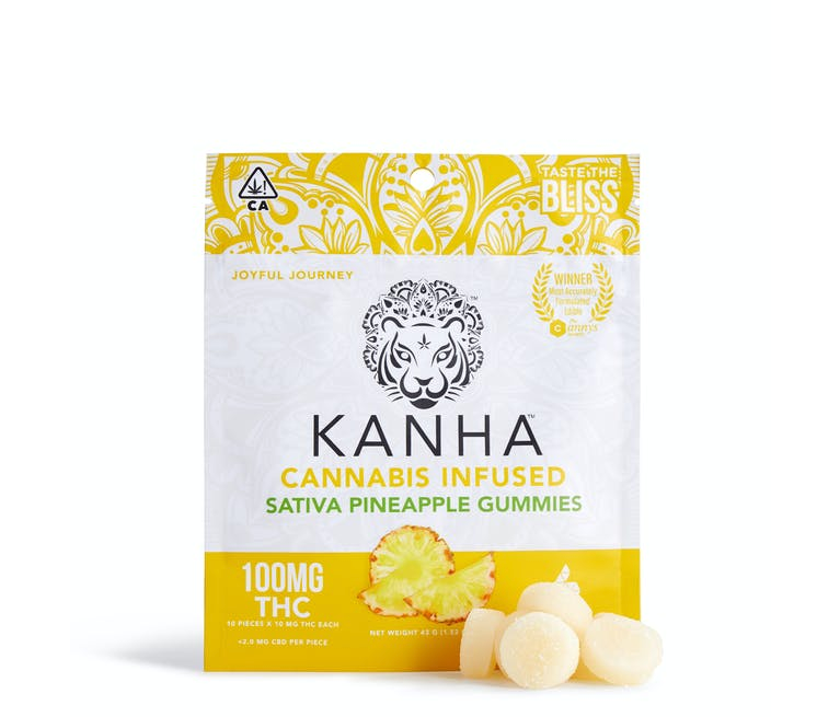 Photograph of product: Kanha Gummies 100mg Pineapple