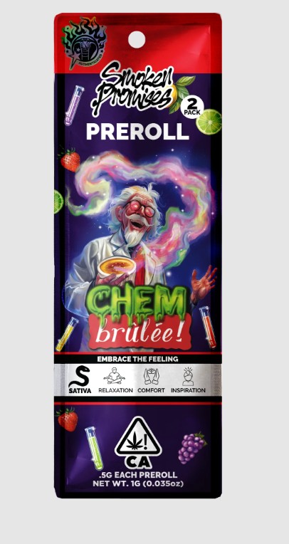 Photograph of product: SMOKEN PROMISES | CHEM BRLE (S/H) | .5G X 2PK PREROLLS