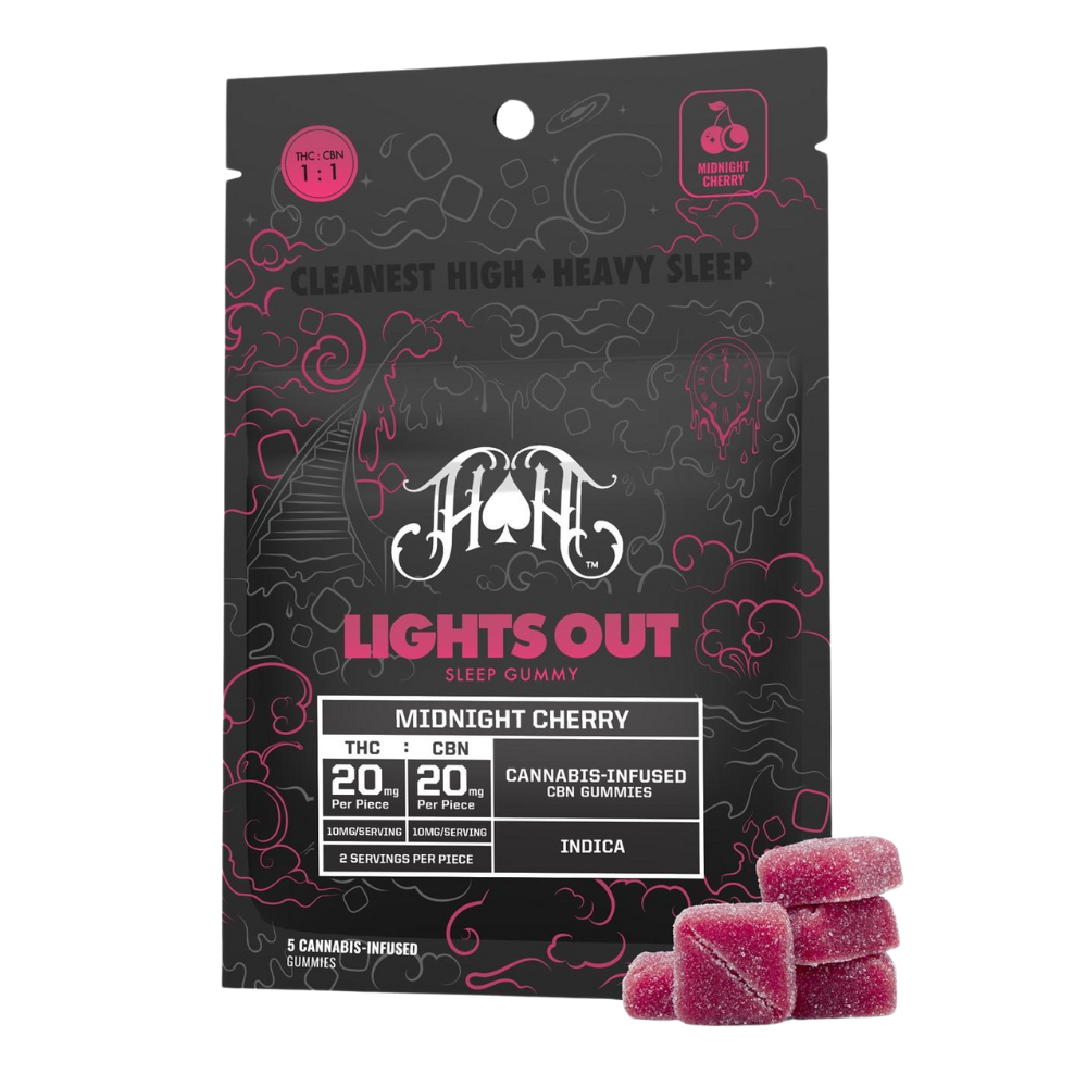 Photograph of product: Heavy Hitters | Lights Out | Gummies | 5pk | 100mg