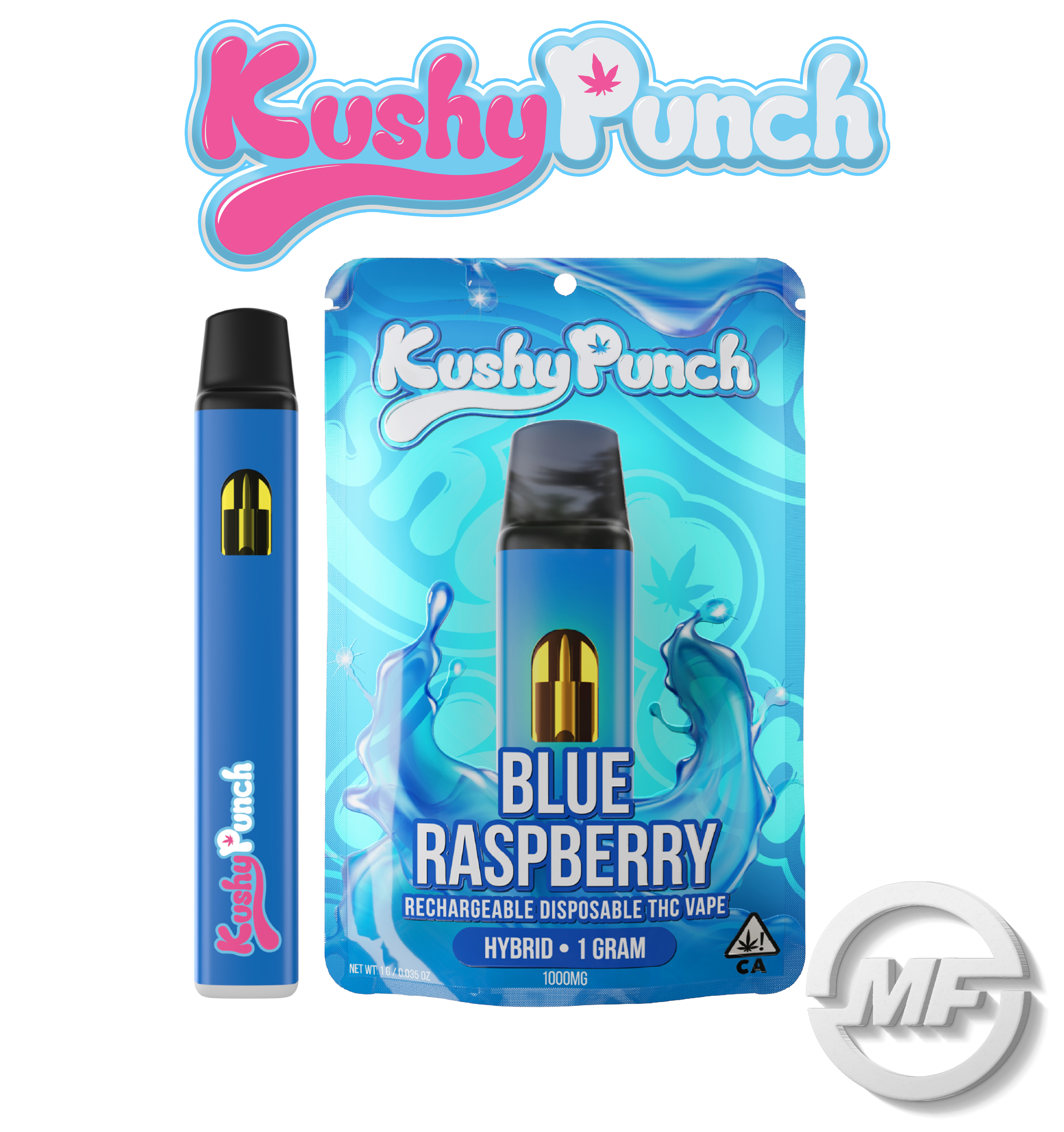 Photograph of product: Kushy Punch | Blue Raspberry | Rechargeable Disposable | 1g