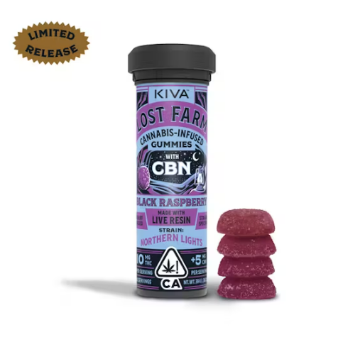 Photograph of product: Black Raspberry Northern Lights CBN Lost Farm Gummies