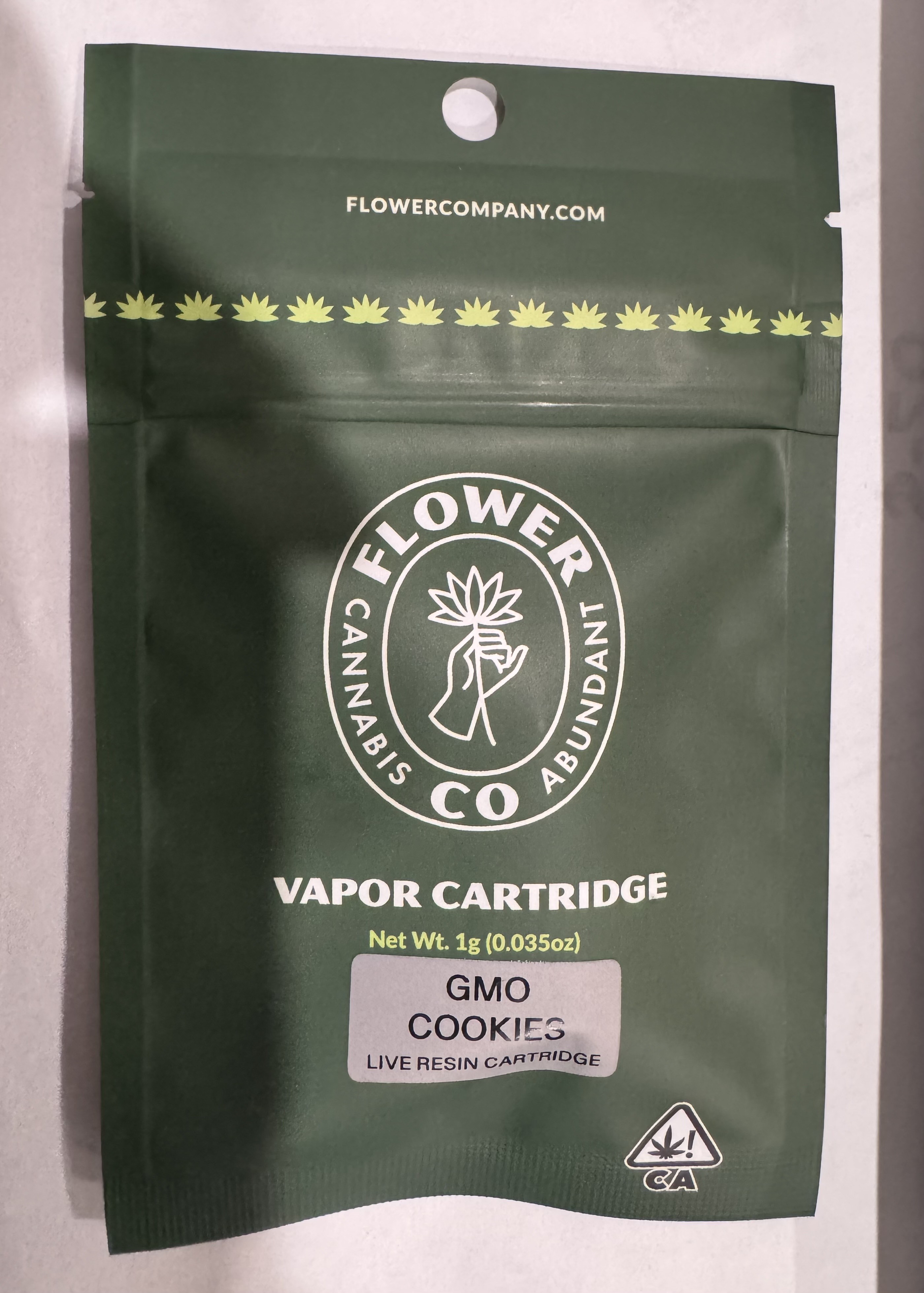 Photograph of product: GMO COOKIES 1G LIVE RESIN CARTRIDGE - 1 G