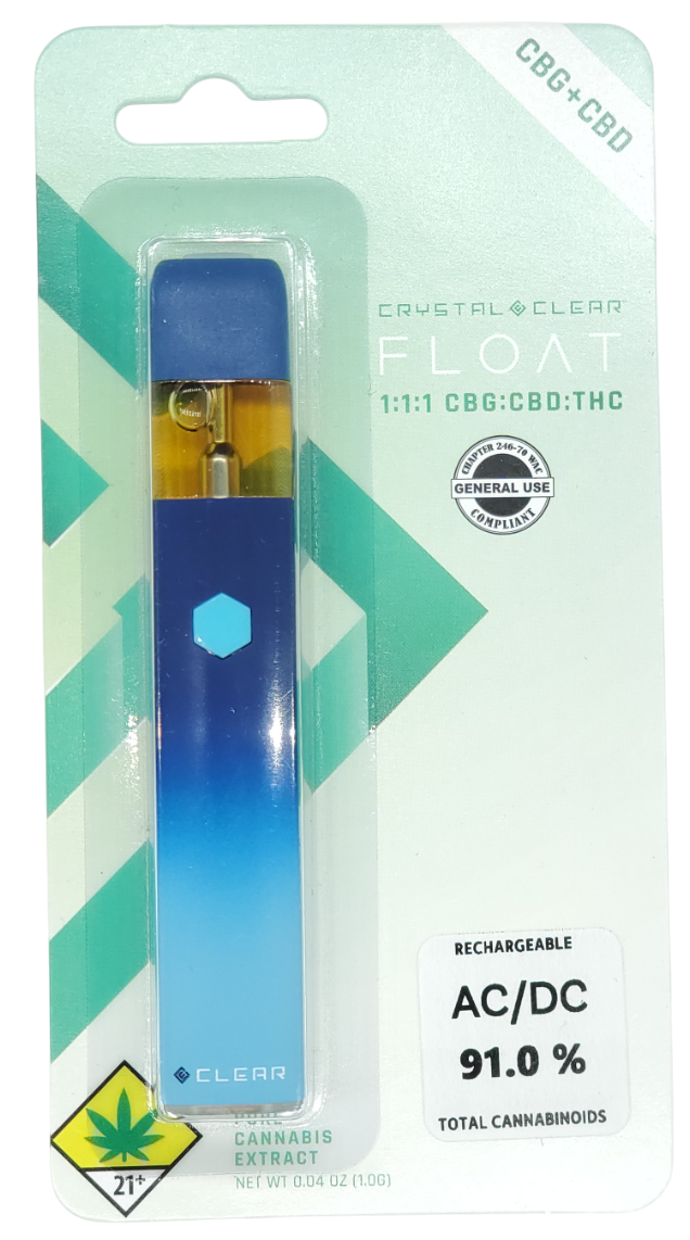 Photograph of product: Crystal Clear VAPE AC/DC 1:1:1 CBG:TH-oui:CBD Disp 1g