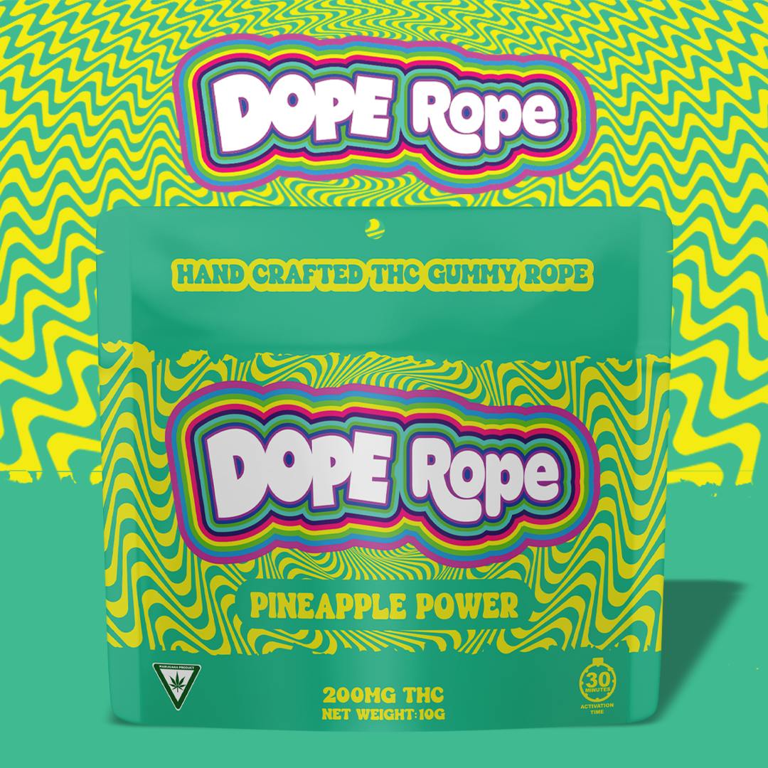 Photograph of product: Dope Rope - Pineapple Power - 200 MG Nerd Rope