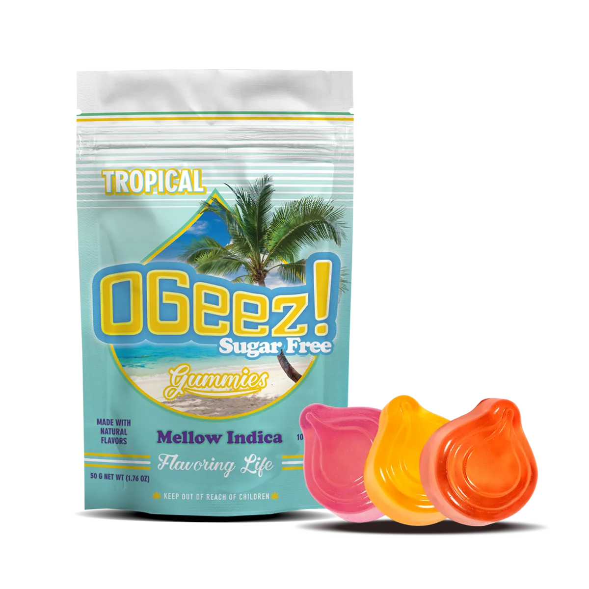 Photograph of product: OGeez - Tropical Sugar Free Oui'd - 100mg Gummies