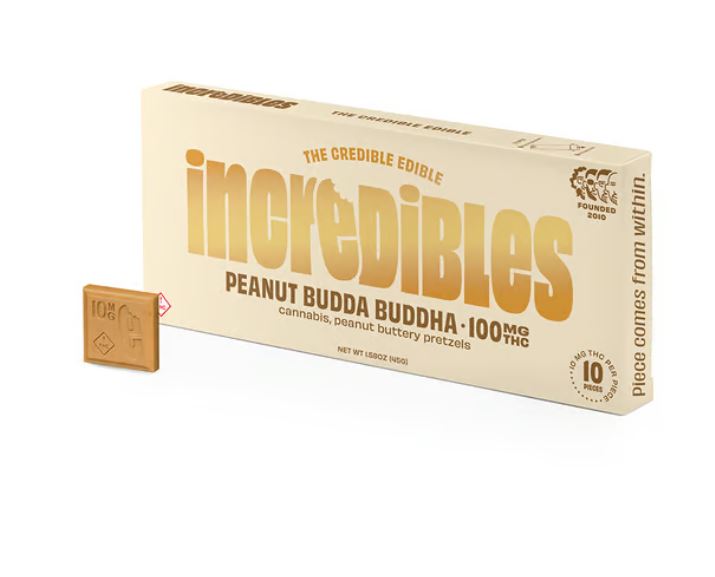 Photograph of product: Incredibles | Chocolate Peanut Budda Buddha |  10mg (per square) x 10ct Chocolate Bar