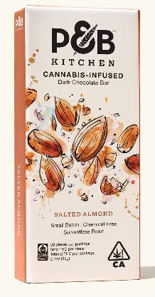 Photograph of product: P&B Kitchen - Salted Almond Dark Chocolate (100mg)