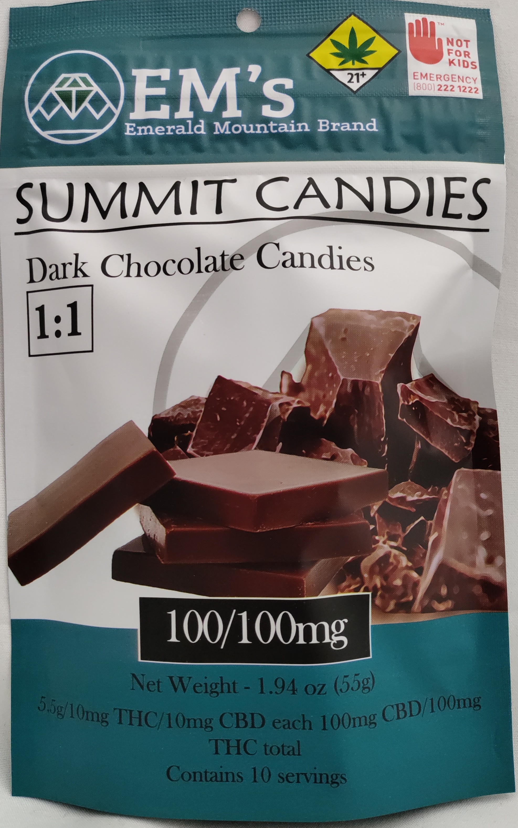 Photograph of product: Dark Chocolate CBD:TH-oui 1:1  | 10 Pack