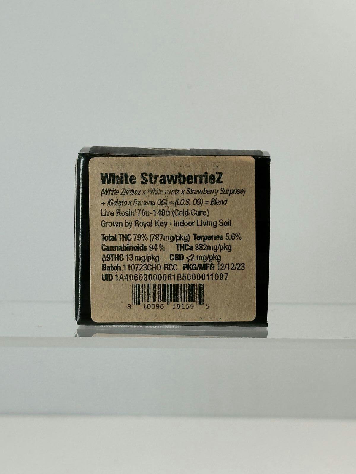 Photograph of product: Royal Key 1g White Strawberriez Cold Cure Rosin 79%