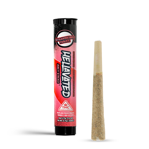 Photograph of product: 0.75g Strawberry Haze "Juicy Stickz" Infused Pre-Roll
