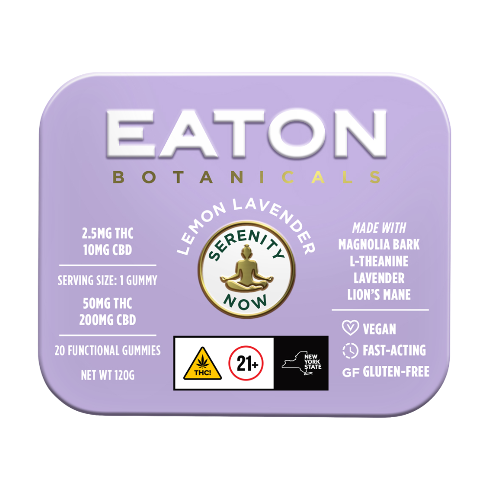 Photograph of product: Eaton Botanicals | Serenity Now - Lemon Lavender | Gummies | 20pk | 50mg