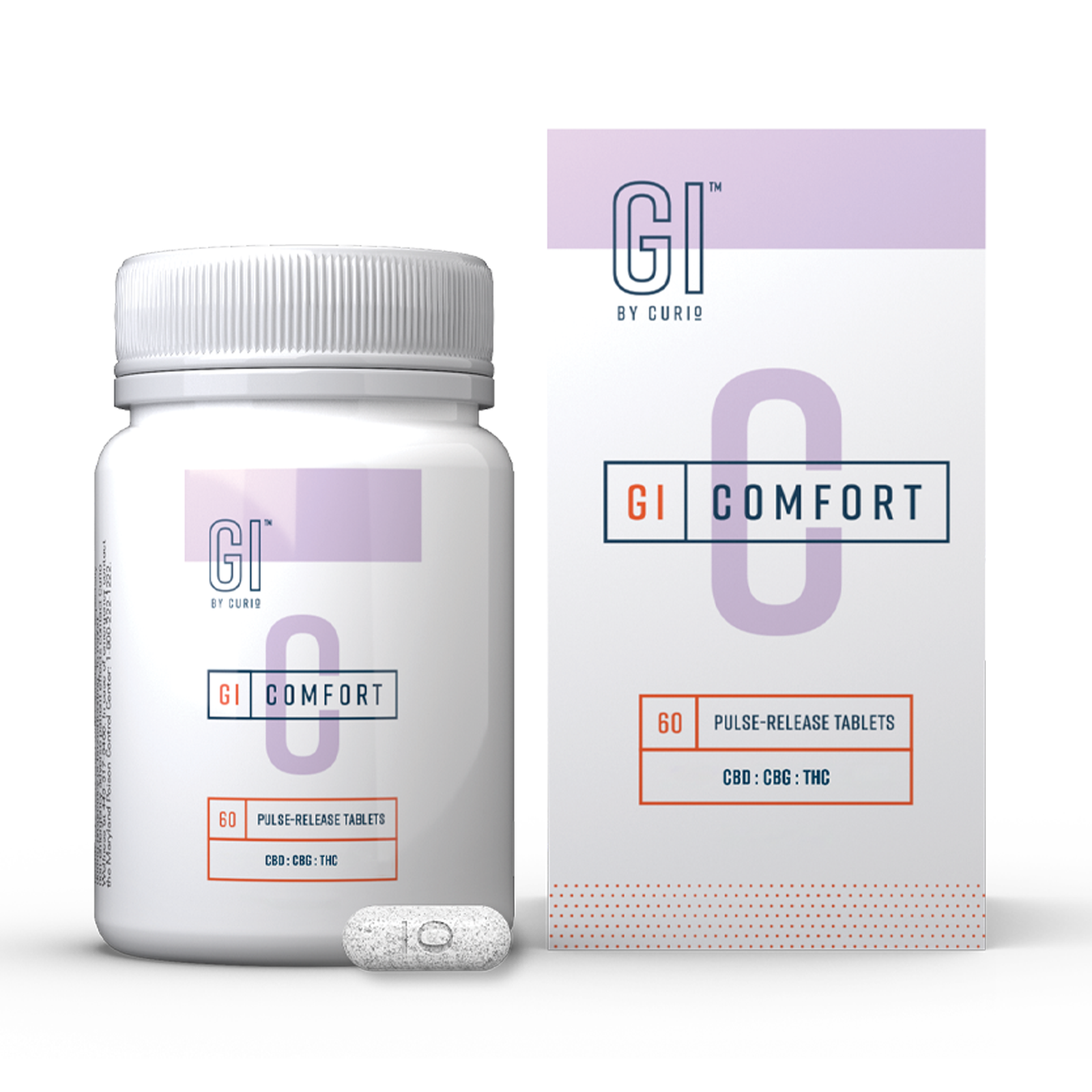Photograph of product: GI Comfort - CBD:CBG:TH-oui 60pk Tablets - 100mg