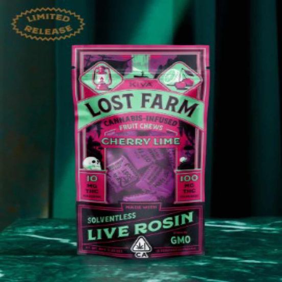 Photograph of product: [Lost Farm] Live Rosin Chews - 100mg - Cherry Lime x GMO (I/H) - 