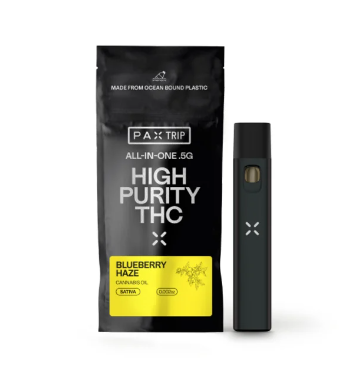 Photograph of product: PAX Blueberry Haze All In One High Purity TH-oui Disposable Vape Pen 1000mg