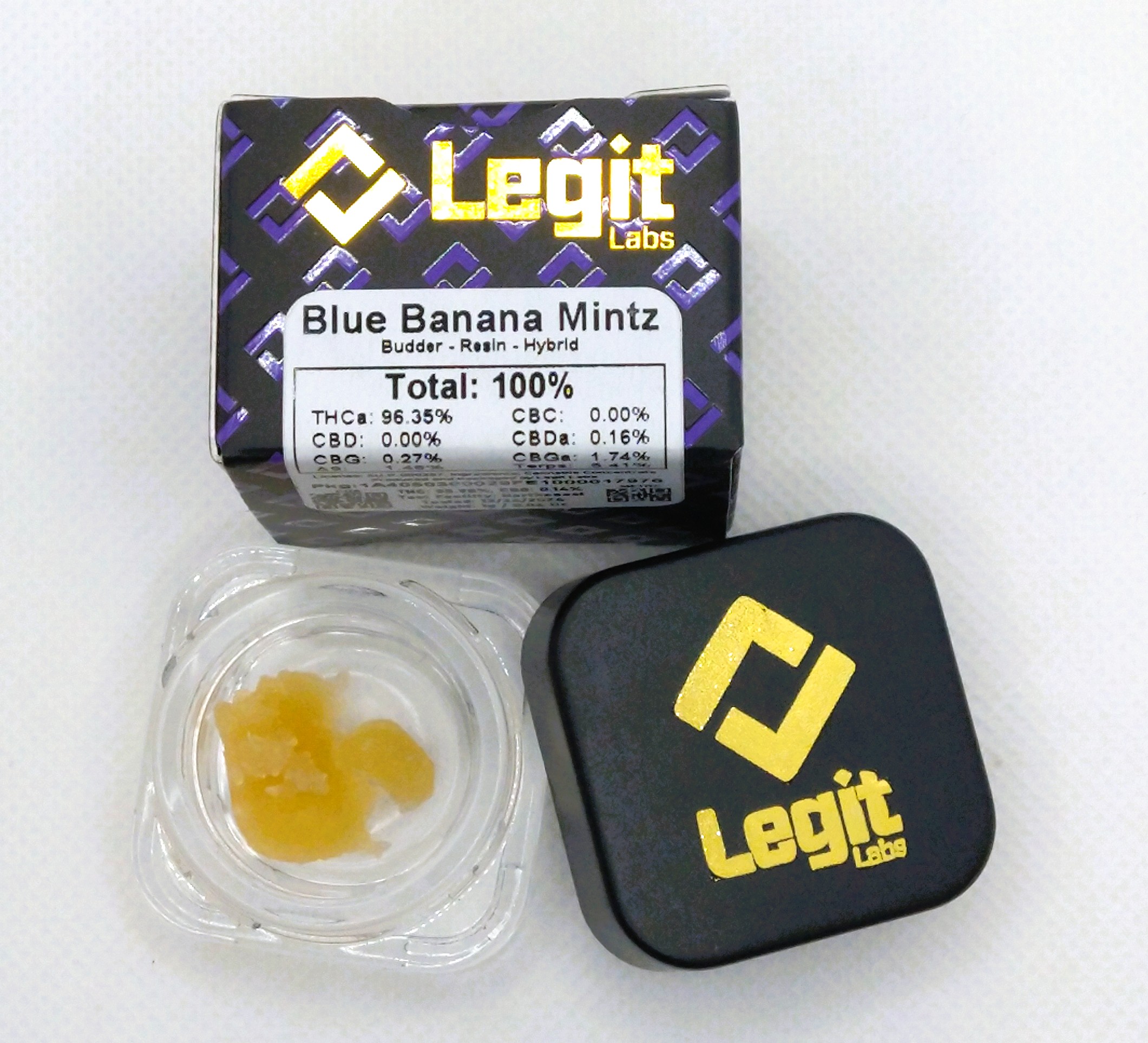 Photograph of product: Legit Labs | Blue Banana Mintz | Budder Resin Concentrate Oui'd