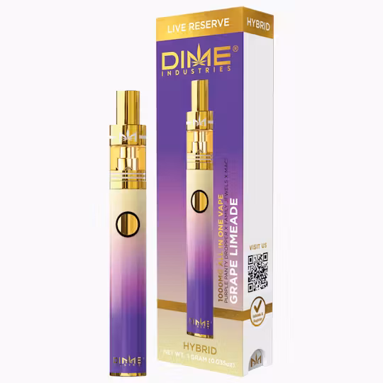 Photograph of product: Dime Industries - Grape Limeade (Hybrid) Live Resin All-In-One Vape 1g