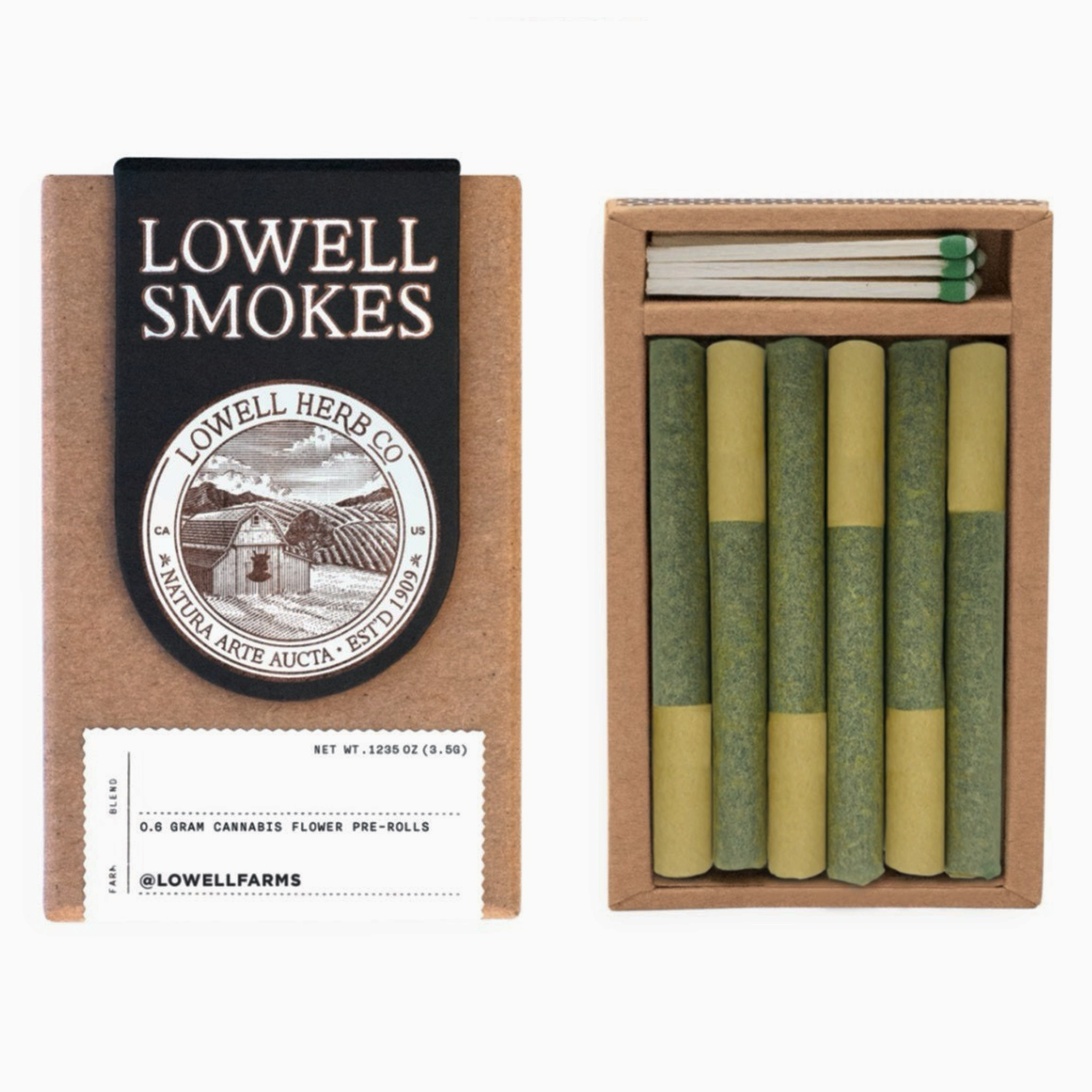 Photograph of product: Pre-Roll Pack | Lowell Smokes | The Happy Hybrid Blend [6pk]