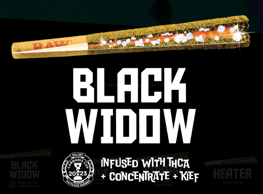 Photograph of product: Crude Boys Black Widows Infused Pre-Roll | Rainbow Delight