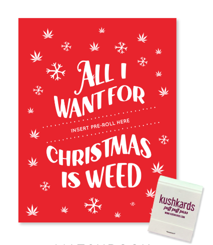 Photograph of product: KushKards | All I Want for Christmas is Oui'd Christmas Pre-Roll Card | Greeting Cards