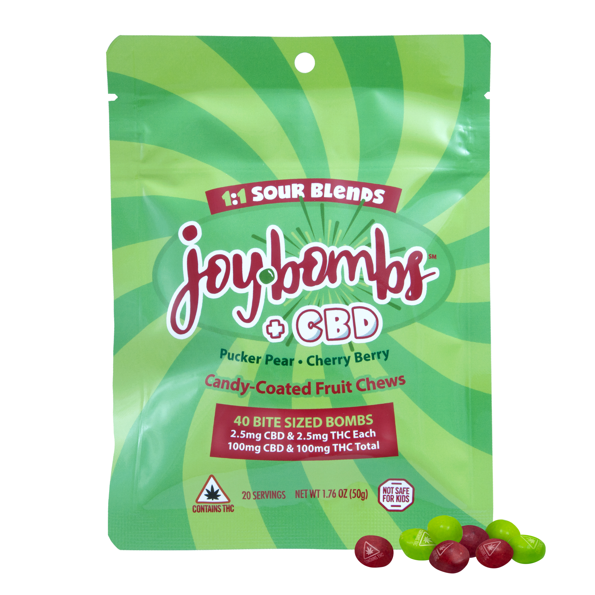 Photograph of Product: Joybombs Fruit Chews - 1:1 Sour Blends - 40pk