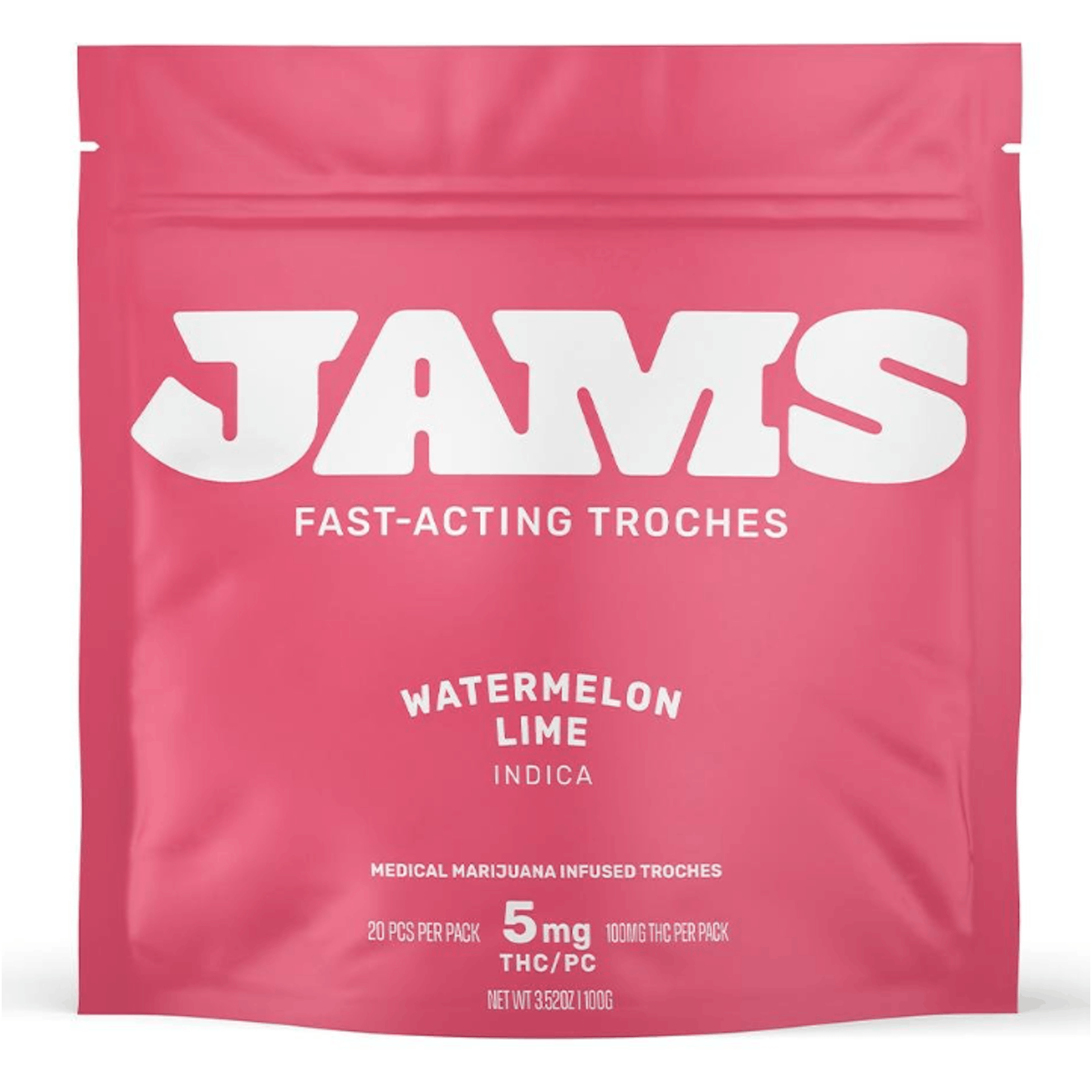 Photograph of product: JAMS Watermelon Lime (I) Fast Acting Troche 5mg (20pk)