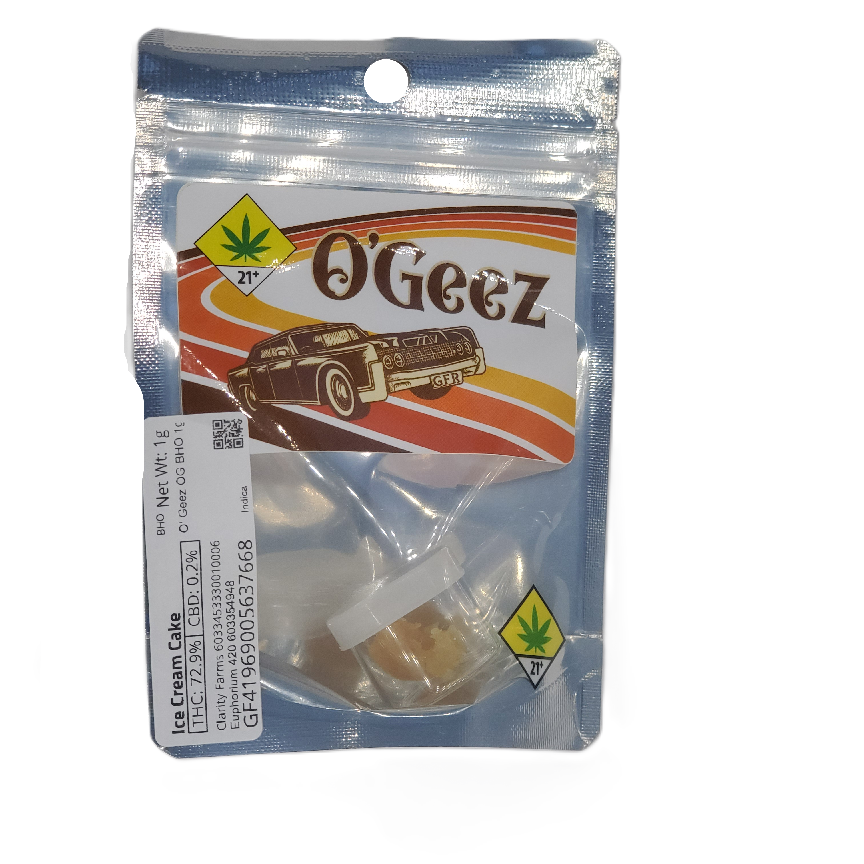 Photograph of product: Ogeez CON Ice Cream Cake Hydrocarbon Extract 1g