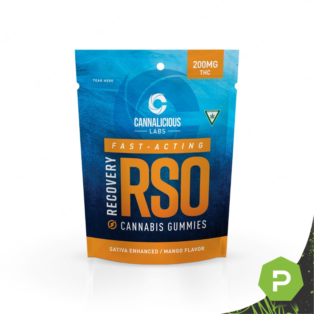 Photograph of product: Cannalicious | 200mg RSO Recovery Gummies | Mango
