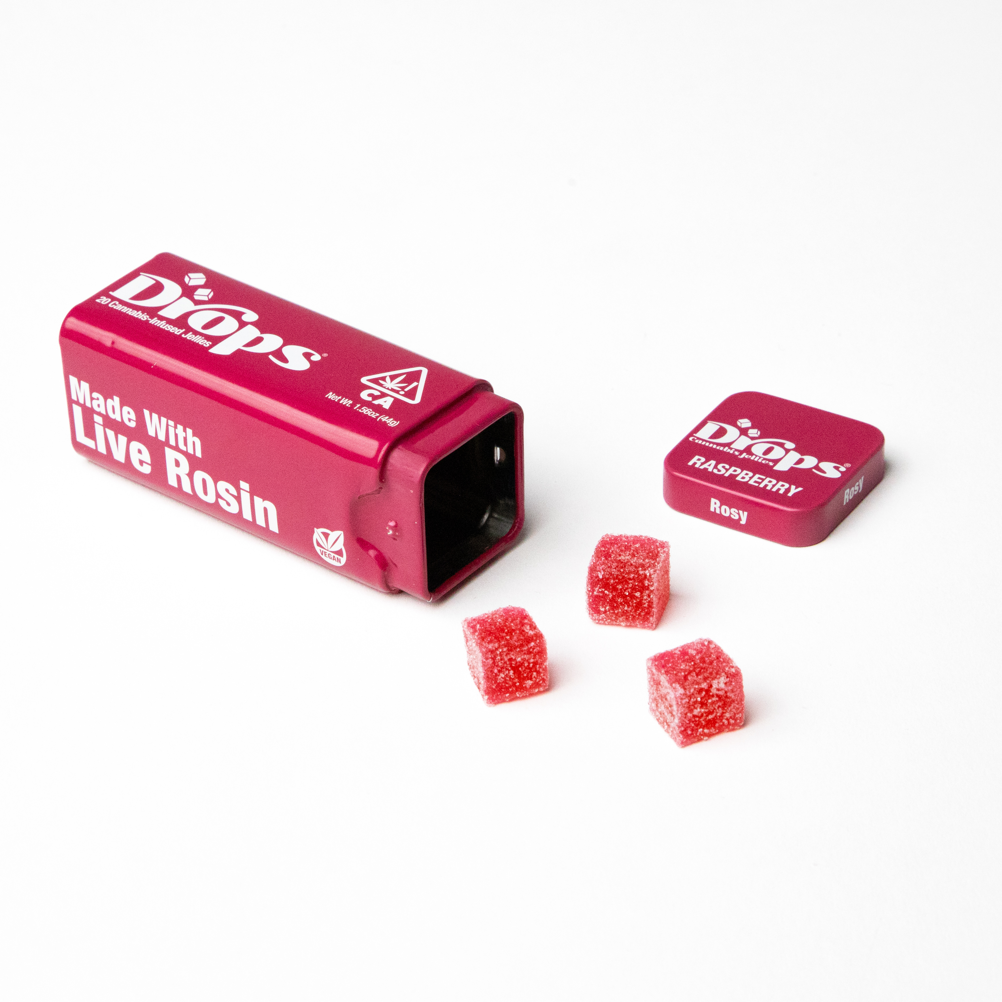 Photograph of product: Drops | Enhanced 20 Piece | Raspberry (Rosy) | 1:2 TH-oui +CBD