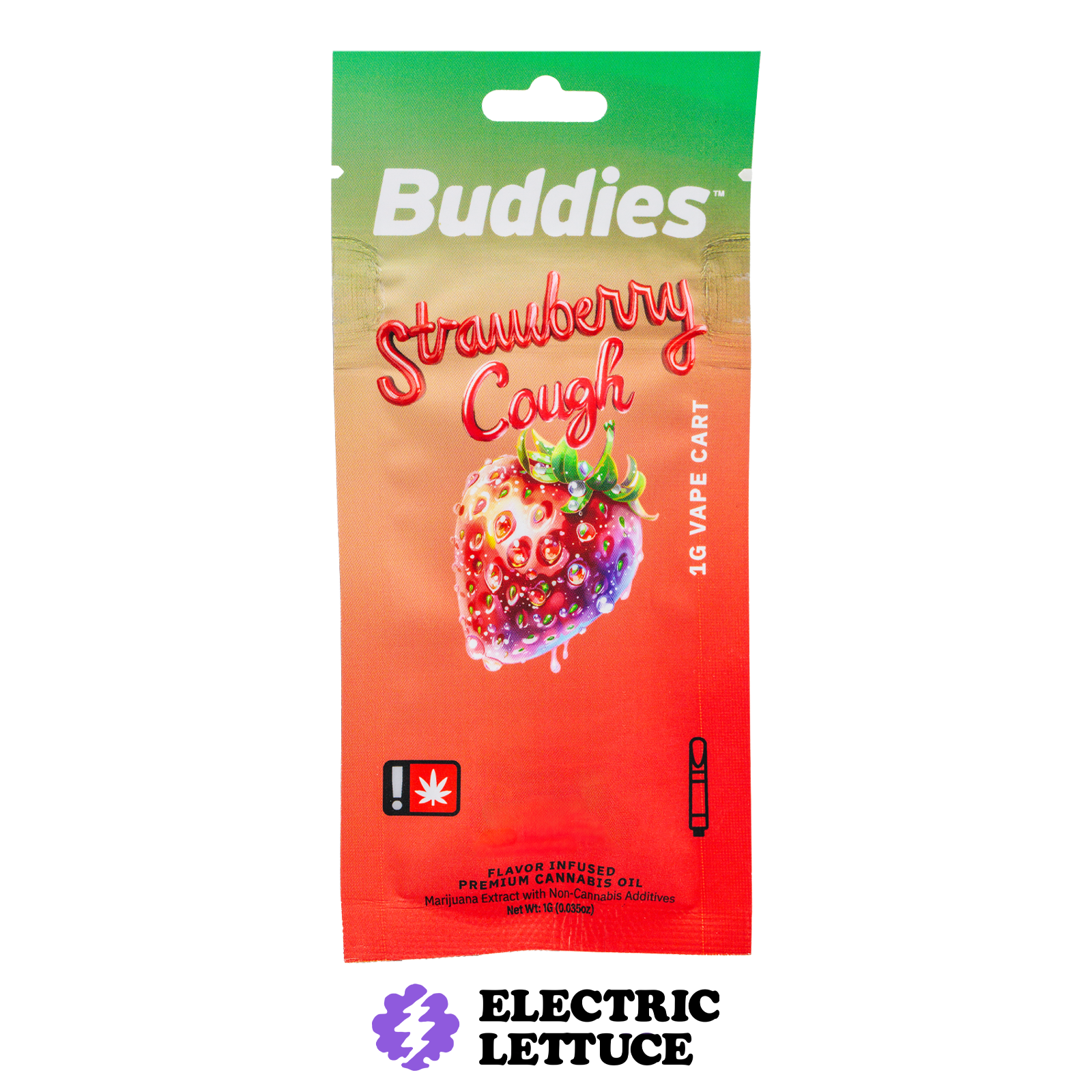 Photograph of product: Buddies Strawberry Cough Flavored Cartridge 1g