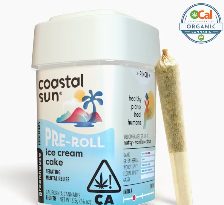 Photograph of product: Coastal Sun Ice Cream Cake Oui'd Greenhouse Preroll 10pk 3.5g