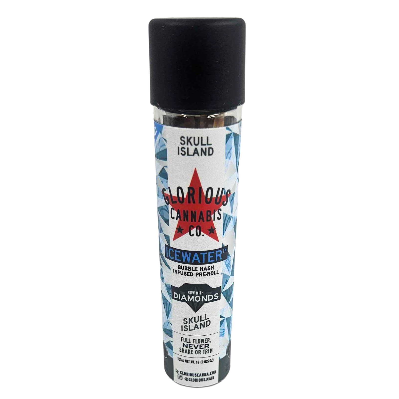 Photograph of product: GLORIOUS | ICC | Infused Preroll | Liquid Diamond | Skull Island