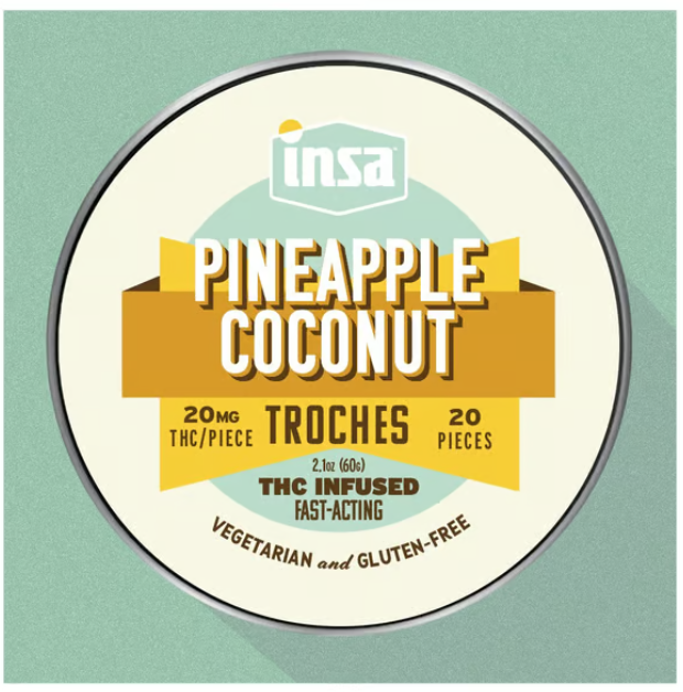 Photograph of product: 20ct/20mg RSO Troches (Pineapple Coconut)