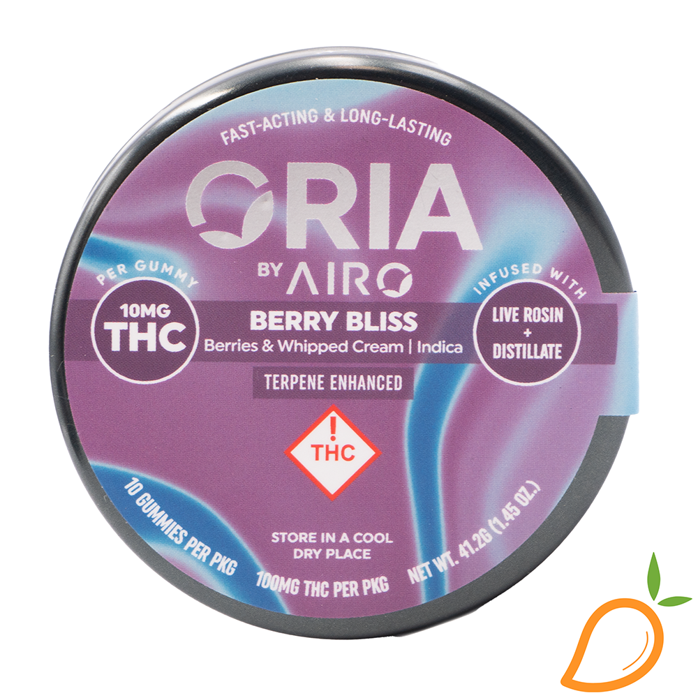 Photograph of product: 100mg Berry Bliss Live Rosin Gummies ORIA