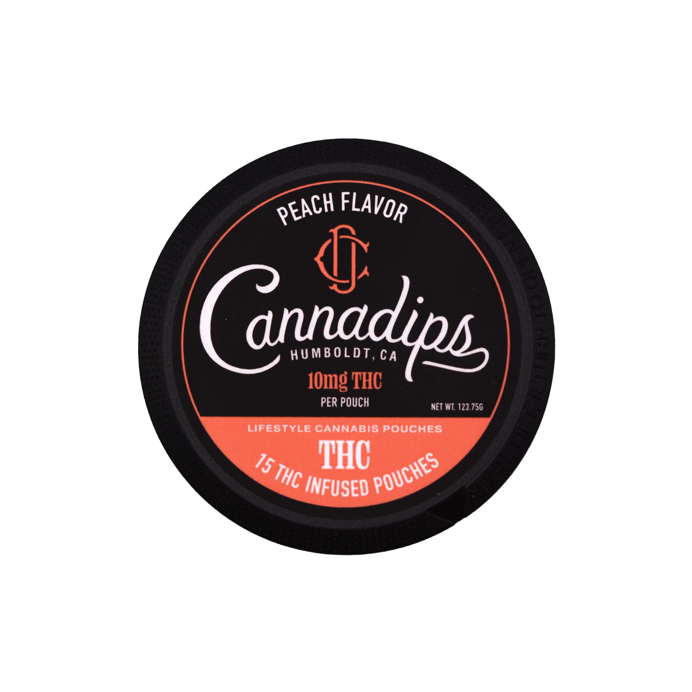 Photograph of product: Cannadips Sublingual Pouches - Peach 150mg (15 pack) - Collective
