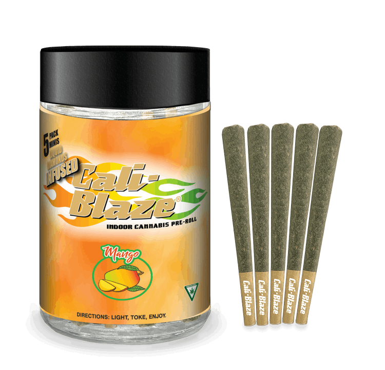 Photograph of product: Cali-Blaze - Mango Infused Pre-Rolls 5pk 3.5g