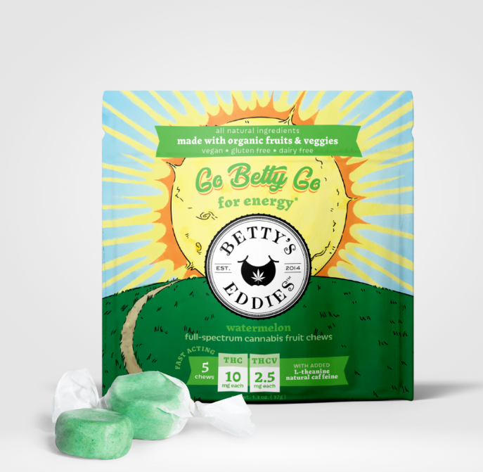 Photograph of product: Betty's Eddies | Fruit Chews | Go Betty Go Watermelon | 4:1 TH-oui : TH-ouiV | 10pk 100mg