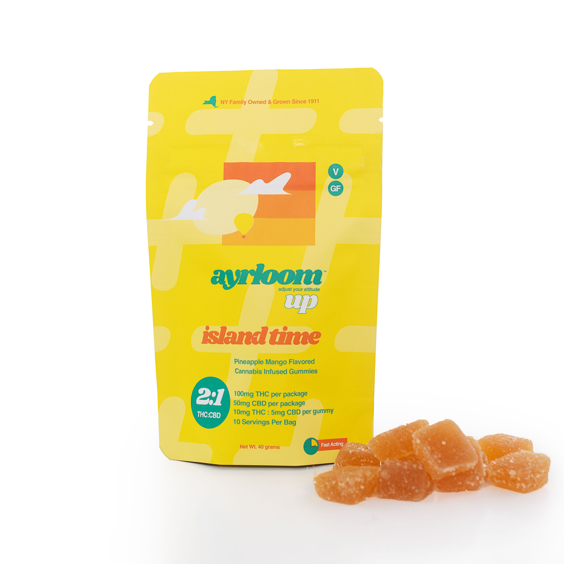 Photograph of product: Ayrloom-Island Time-Gummies-10pk  100mg